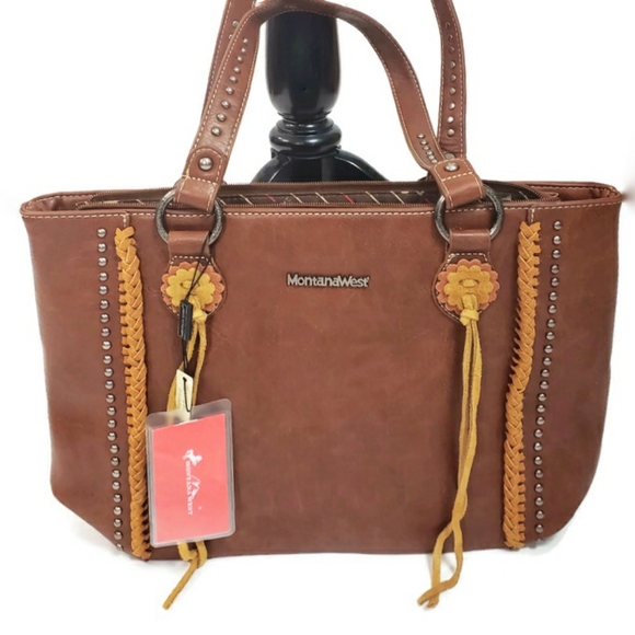 New! Montana West Concealed Carry Tote with Tassels - Picture 2 of 8